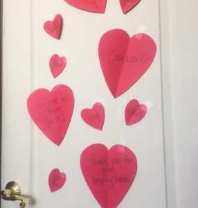 Start a new family Valentine's tradition. Bedroom door heart attack.